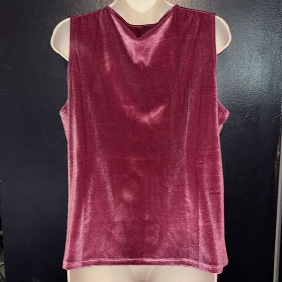 NWT Michael Kors lilac velour tank top with draped cowl front. Sz large. - Picture 3 of 11